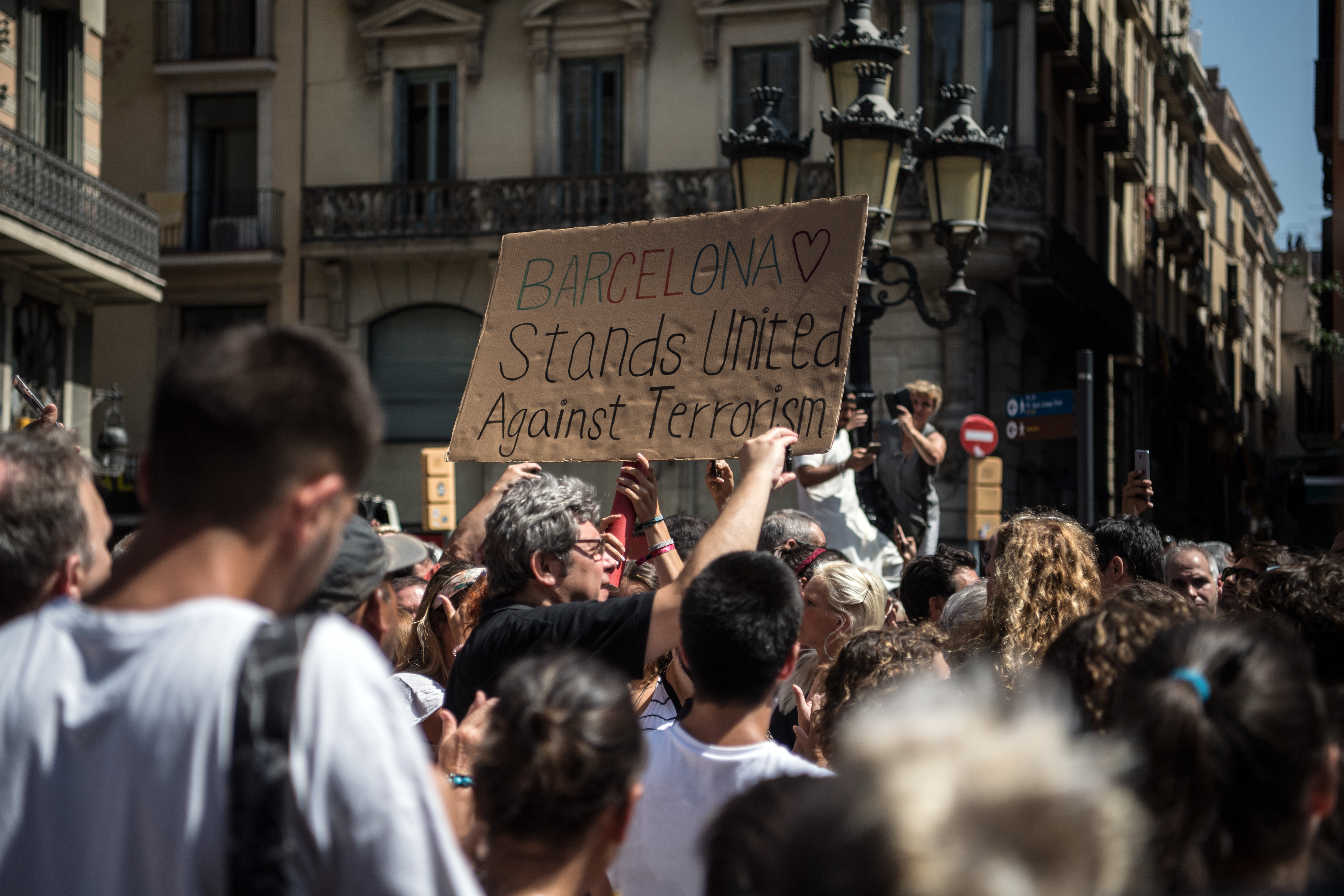 A Minute's Silence Is Held In Barcelona To Pay Tribute To The Terror Attack Victims