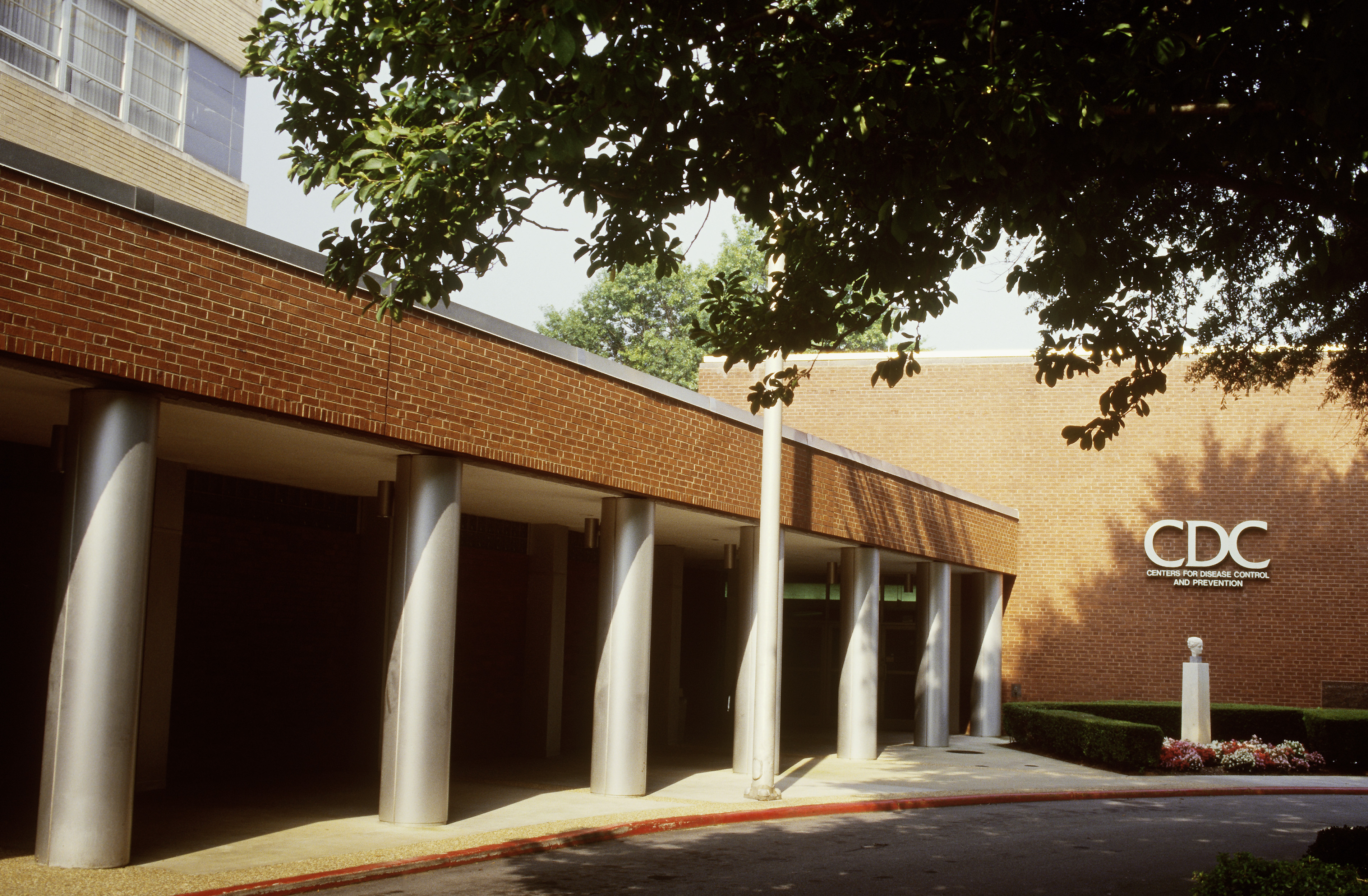 The front entrance of the Center for Disease Control and Prevention (CDC) in Atlanta, Georgia.