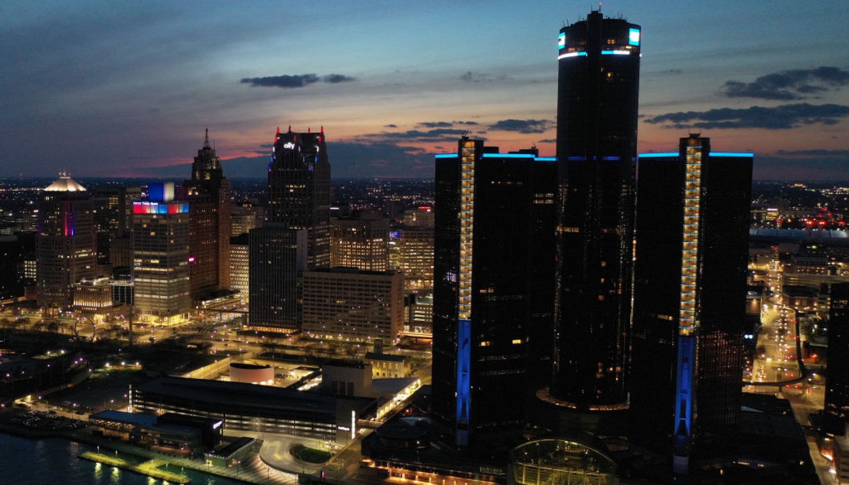 Landmarks And Stadiums Across The Country Illuminated In Blue To Honor Essential Workers