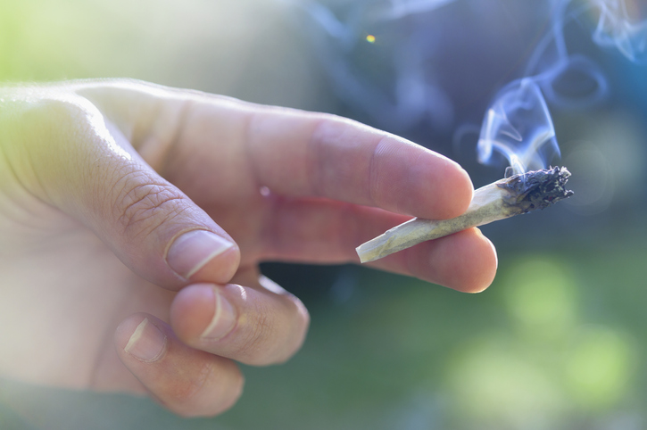 Close-up of a Smoking Cannabis Joint