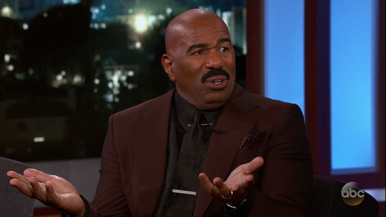 Steve Harvey during an appearance on ABC &apos;Jimmy Kimmel Live!&apos;
