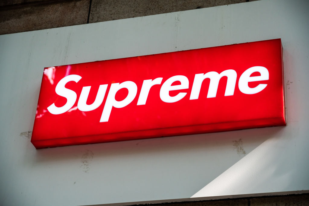 American skateboarding shop and clothing brand Supreme logo...