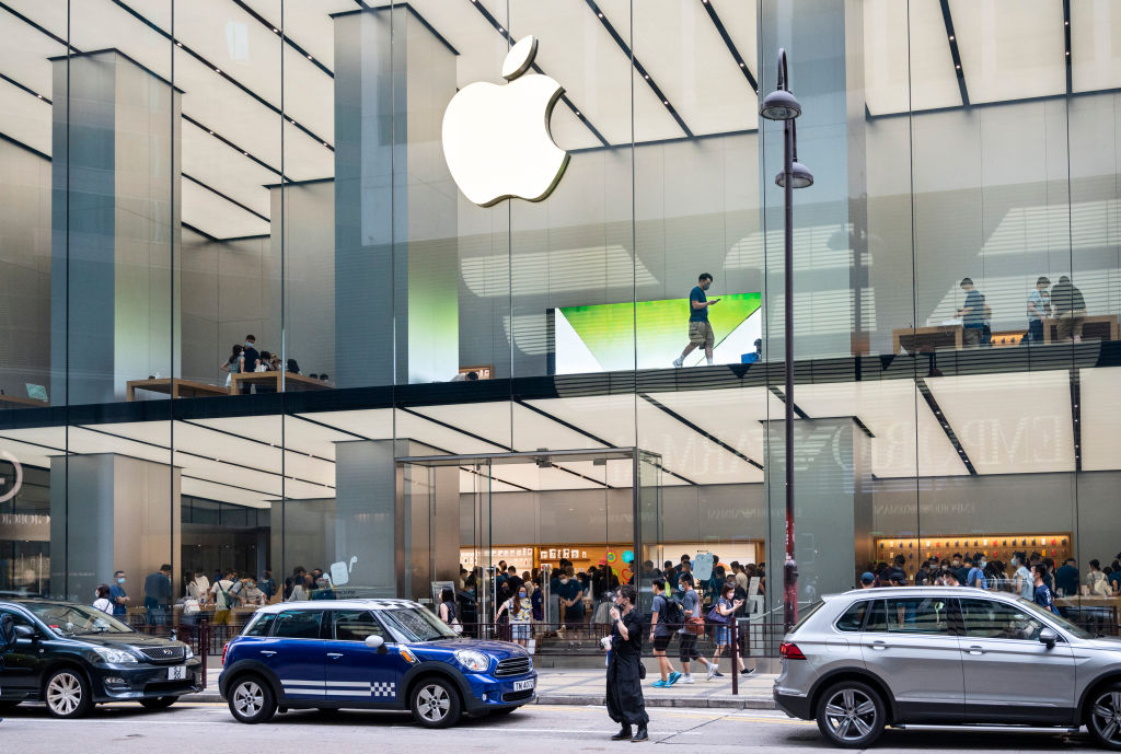American multinational technology company Apple store seen...