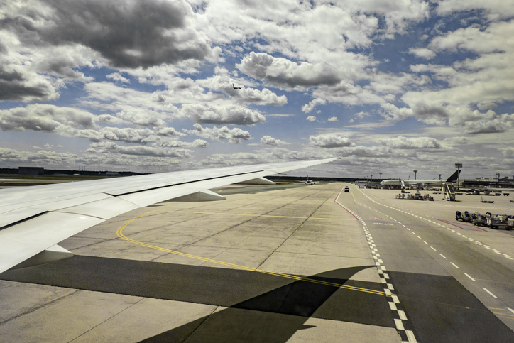 Airplane landing at an Airport