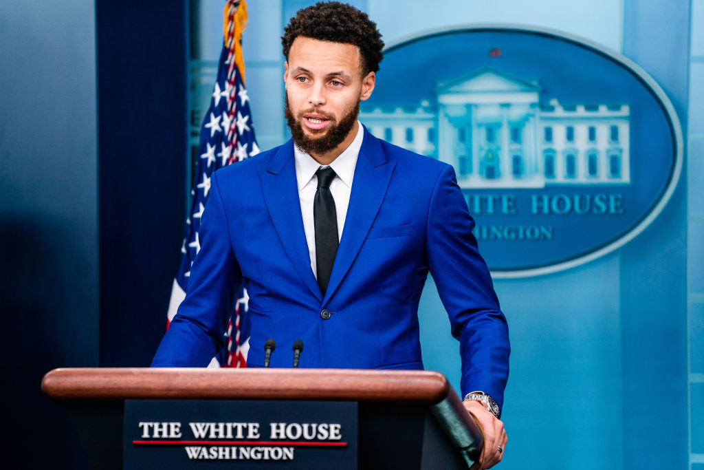White House Press Secretary Karine Jean-Pierre Golden State Warriors basketball coach Steve Kerr Golden State Warriors basketball player Stephen Curry