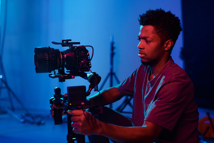 Operator using camera on the set
