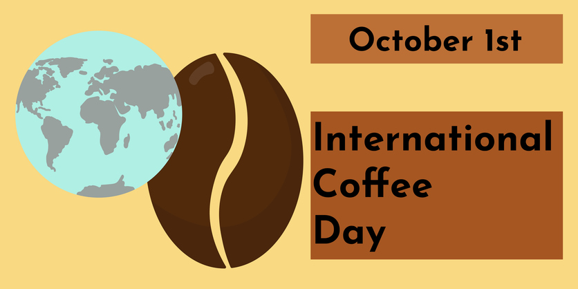 International Coffee Day, Simple horizontal banner about popular hot drink