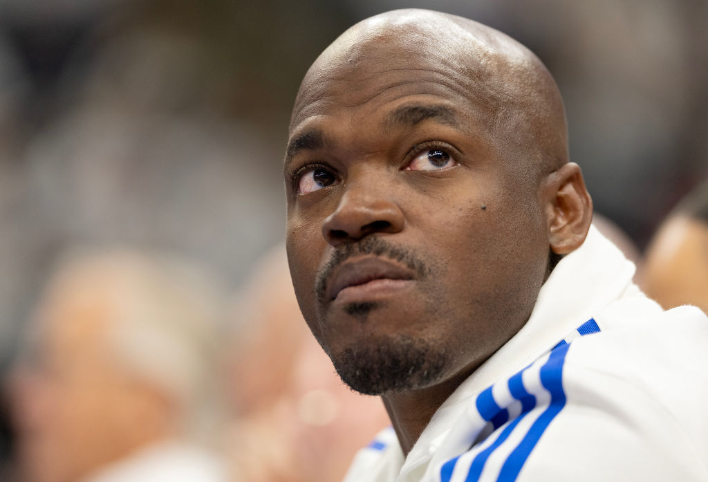 Former Minnesota Viking Adrian Peterson at Timberwolves playoff game